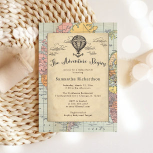 Klassieke Reiswereld Baby Shower Uitnodiging