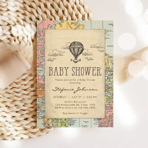 Klassieke Reiswereld Baby Shower Uitnodiging
