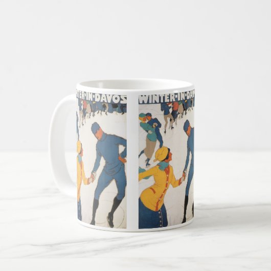 Klassieke Reizen, Art Deco, Winter Davos Zwitserla Koffiemok (Voorkant links)