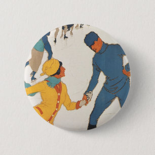 Klassieke Reizen, Art Deco, Winter Davos Zwitserla Ronde Button 5,7 Cm