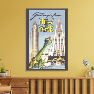 Klassieke Reizen, Bekende Landmarks in New York Ci Canvas Afdruk