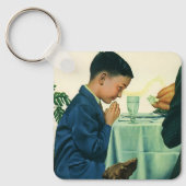 Klassieke Religie, Jongen Die Dankt Op Thanksgivin Sleutelhanger (Voorkant)