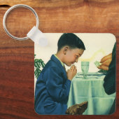 Klassieke Religie, Jongen Die Dankt Op Thanksgivin Sleutelhanger (Voorkant)
