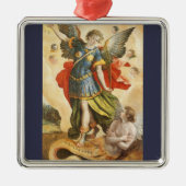 Klassieke religieuze afbeelding, Sint-Michaël over Metalen Ornament (Voorkant)