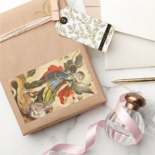 Klassieke religieuze afbeelding, Sint-Michaël over Rechthoekige Sticker