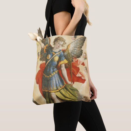 Klassieke religieuze afbeelding, Sint-Michaël over Tote Bag (Dichtbij)
