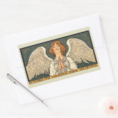 Klassieke religieuze engel in gebed met gouden ste rechthoekige sticker (Envelop)