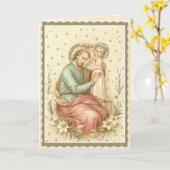 Klassieke religieuze Jezus kroont St. Jozef Kaart (Gele Bloem)
