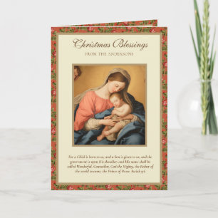 Klassieke religieuze Maagd Maria Jezus Schriftuur Feestdagen Kaart