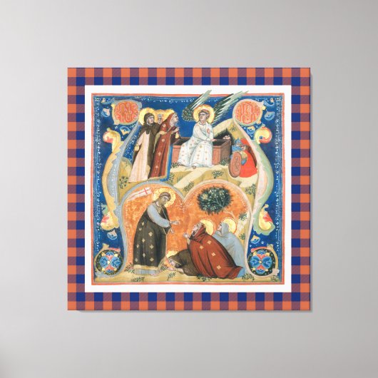 Klassieke religieuze paaskunst met buffelruitjes canvas afdruk (Voorkant)