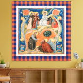 Klassieke religieuze paaskunst met buffelruitjes canvas afdruk (Insitu (Woonkamer))