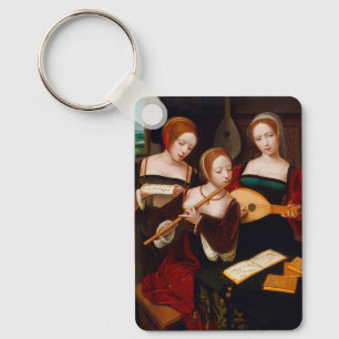 Klassieke Renaissancekunst Drie Vrouwelijke Musici Sleutelhanger