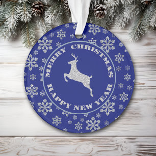 Klassieke Rendier Blue Snowflake Ornament