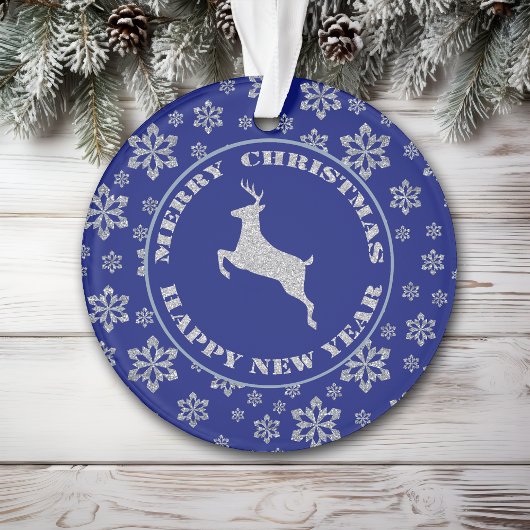 Klassieke Rendier Blue Snowflake Ornament