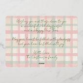 Klassieke rendieren op donkergroene rode geruite g folie feestdagenkaart (Achterkant)