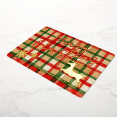 Klassieke rendieren op donkergroene rode geruite g folie feestdagenkaart (Gedraaid)