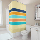 Klassieke Retro 70s  stijlstrepen, gestript, Douchegordijn (In situ)