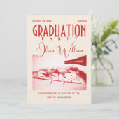 Klassieke retro afstudeerfeest kaart (Staand voorkant)