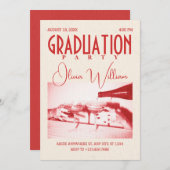 Klassieke retro afstudeerfeest kaart (Voorkant / Achterkant)