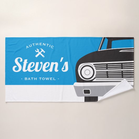 Klassieke Retro Auto | Aangepaste Naam Eigen Merk Badhanddoek (Badhanddoek)