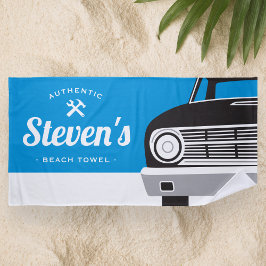 Klassieke Retro Auto | Aangepaste Naam Eigen Merk Strandlaken