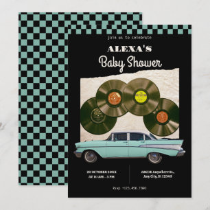 Klassieke retro auto baby shower kaart