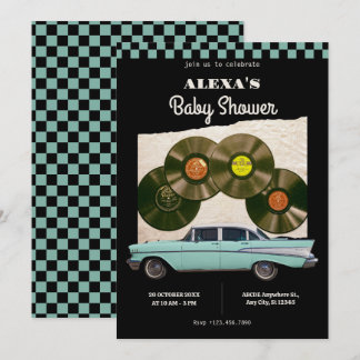 Klassieke retro auto baby shower kaart