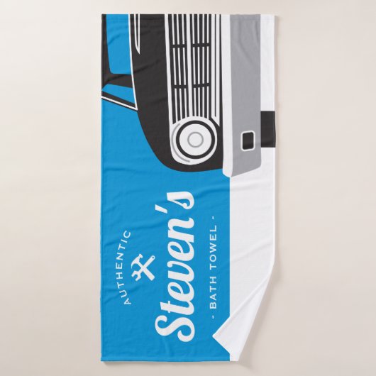 Klassieke Retro-auto | Gepersonaliseerd naam eigen Badhanddoek (Badhanddoek)