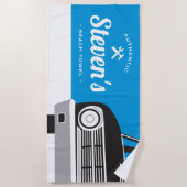 Klassieke Retro-auto | Gepersonaliseerd naam eigen Strandlaken (Voorkant)