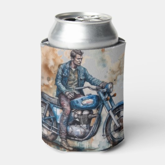 Klassieke Retro Biker Motief Grafische Print Blikjeskoeler (Blikje Voorkant)