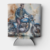 Klassieke Retro Biker Motief Grafische Print Blikjeskoeler (Voorkant)