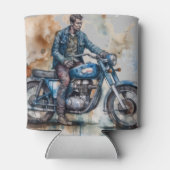 Klassieke Retro Biker Motief Grafische Print Blikjeskoeler (Achterkant)