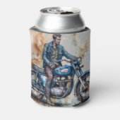 Klassieke Retro Biker Motief Grafische Print Blikjeskoeler (Blikje Achterkant)