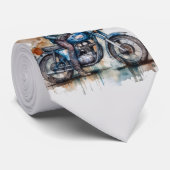 Klassieke Retro Biker Motief Grafische Print Stropdas (Opgerold)