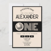 Klassieke Retro Black Baseball 1e verjaardag Kaart (Voorkant)