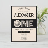 Klassieke Retro Black Baseball 1e verjaardag Kaart (Staand voorkant)