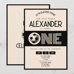 Klassieke Retro Black Soccer 1e verjaardag Kaart
