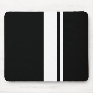 Klassieke Retro Black & White Race Car Stripes Muismat