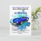 Klassieke Retro Blauwe Sportauto Verjaardags Avont Kaart (Staand voorkant)