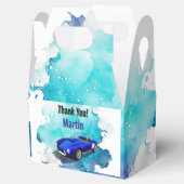 Klassieke Retro Blauwe Sportwagen Verjaardagsavont Bedankdoosjes (Geopend)