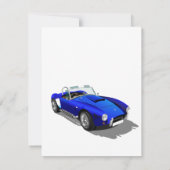 Klassieke Retro Blauwe Sportwagen Verjaardagsavont Bedankkaart (Achterkant)