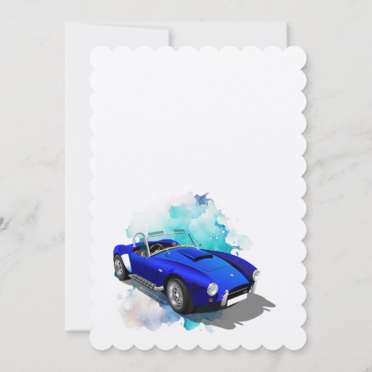 Klassieke Retro Blauwe Sportwagen Verjaardagsavont Kaart (Achterkant)