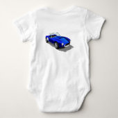 Klassieke Retro Blauwe Sportwagen Verjaardagsavont Romper (Achterkant)