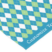 Klassieke Retro Blue Lime Green Argyle Diamond Korte Tafelloper (Hoek)