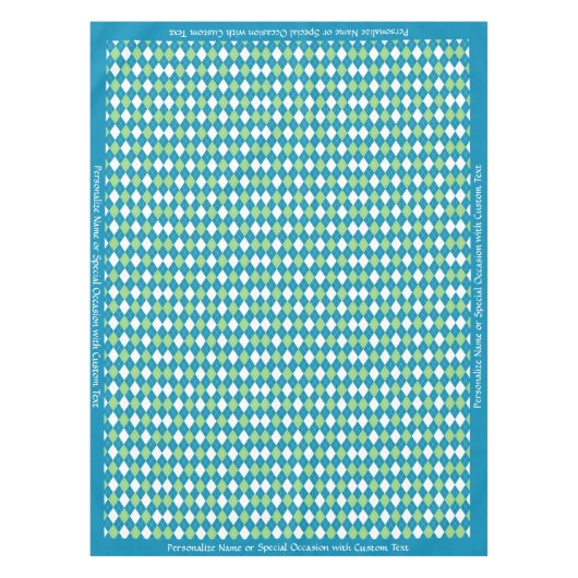 Klassieke Retro Blue Lime Green Argyle Diamond Tafelkleed (Voorkant)