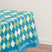 Klassieke Retro Blue Lime Green Argyle Diamond Tafelkleed (Voorbeeld)