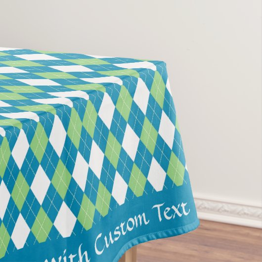 Klassieke Retro Blue Lime Green Argyle Diamond Tafelkleed (Voorbeeld)
