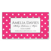 Klassieke Retro Bright roze polaire dot Magnetisch Visitekaartje (Voorkant)