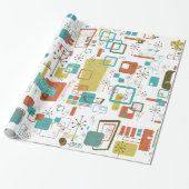 Klassieke retro cadeaupapier (Uitgerold)