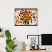 Klassieke Retro Circus Verjaardagsfeest Custom Ban Poster (Thuiskantoor)